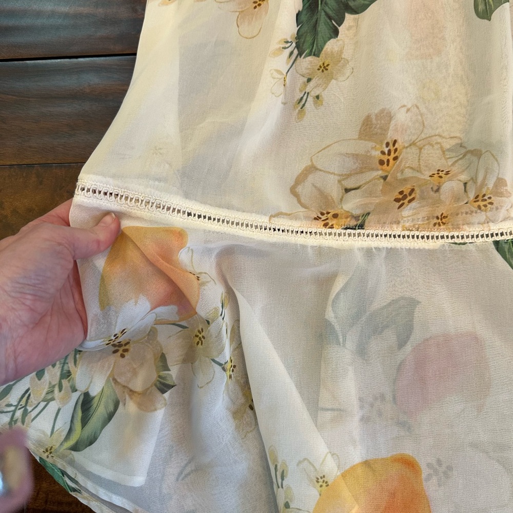 Farm Rio Eloisa Sheer Floral Dress Empire Waist size Small MSRP $280 - Picture 7 of 8